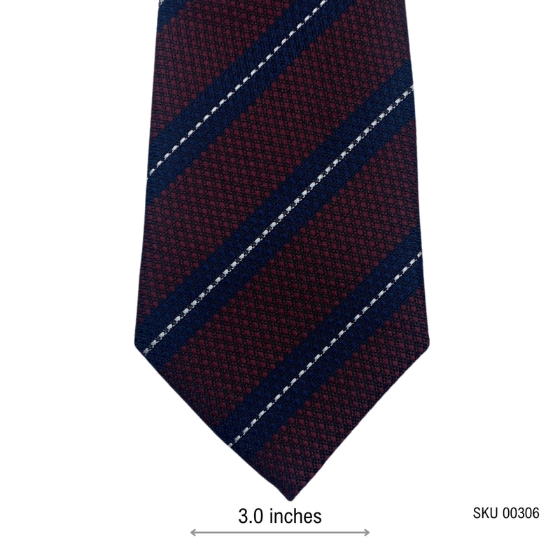 Taylor & Wright Men's Striped Tie – Burgundy & Navy Blue