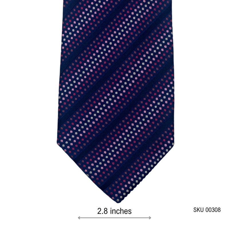 Men's Navy Blue Dotted Stripe Tie