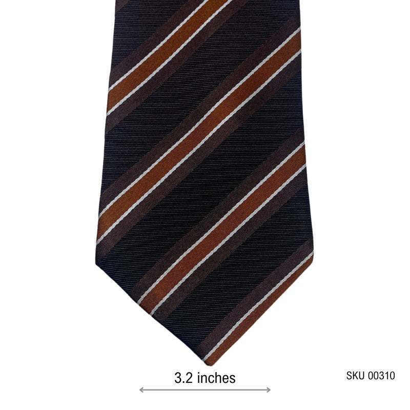 Men's Striped Tie – Brown, Black & White