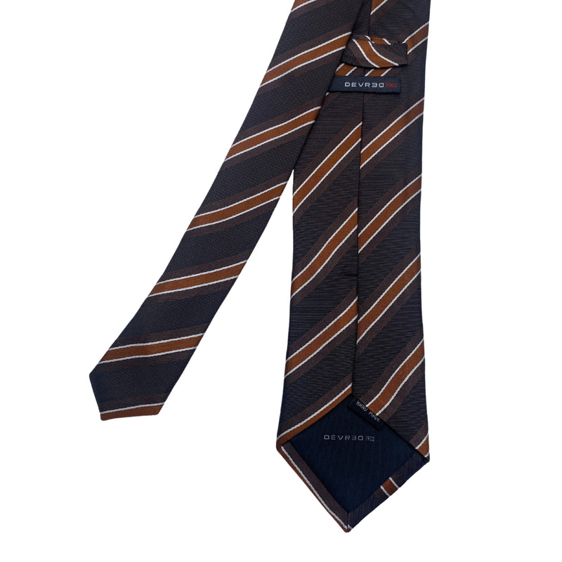 Men's Striped Tie – Brown, Black & White