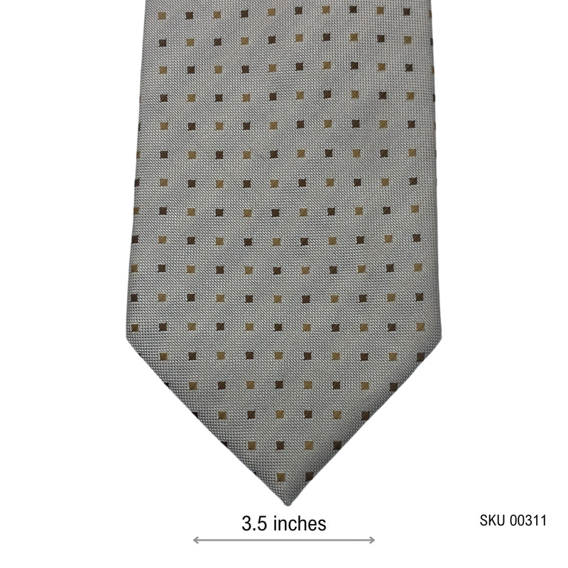 NEXT Men's Beige Geometric Tie – Brown Square Pattern
