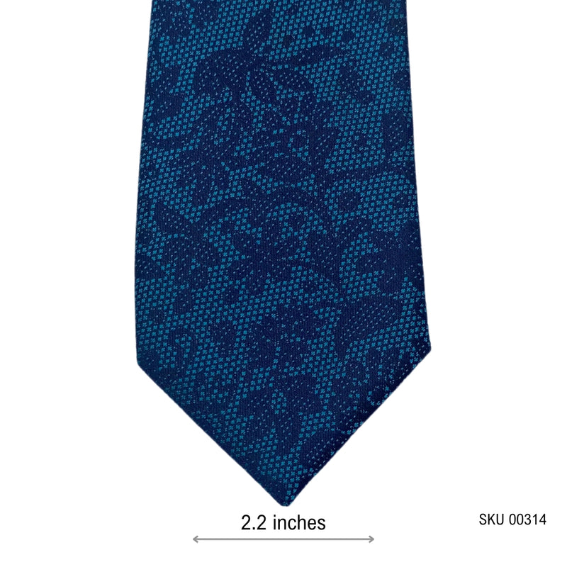 NEXT Men's Teal Floral Tie – Dark Blue Leaf Pattern