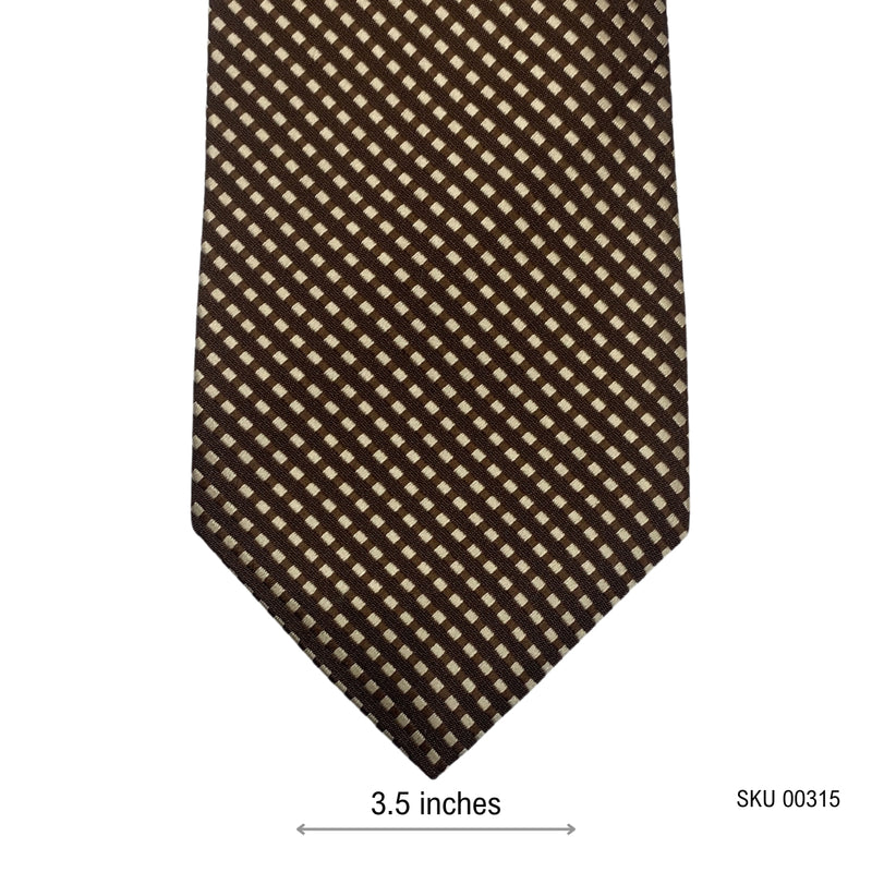 Premium Silk Brown Geometric Pattern Men's Tie