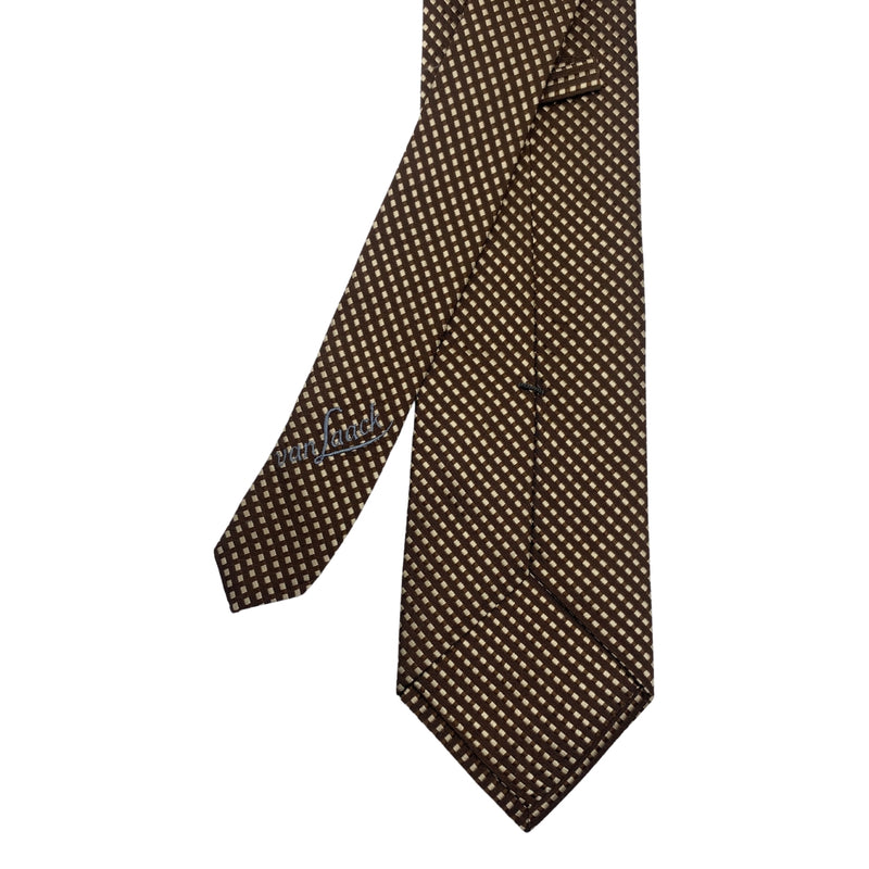 Premium Silk Brown Geometric Pattern Men's Tie