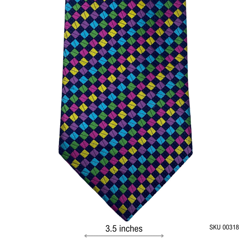 Men's Multicolor Geometric Tie – Vibrant Square Pattern