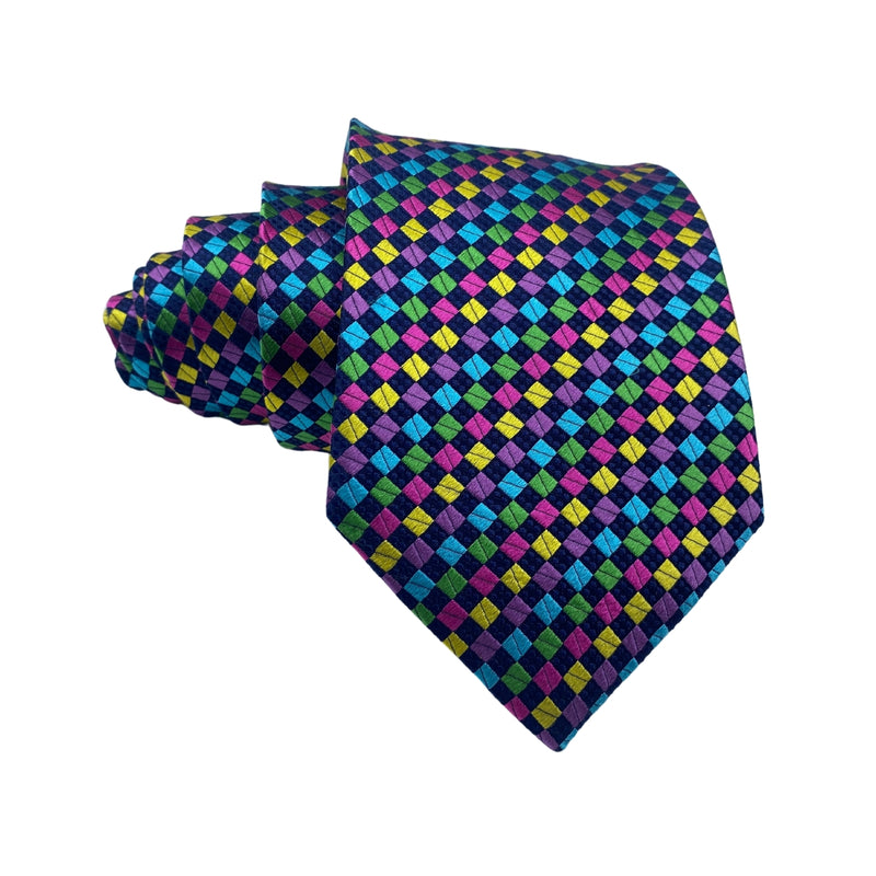 Men's Multicolor Geometric Tie – Vibrant Square Pattern