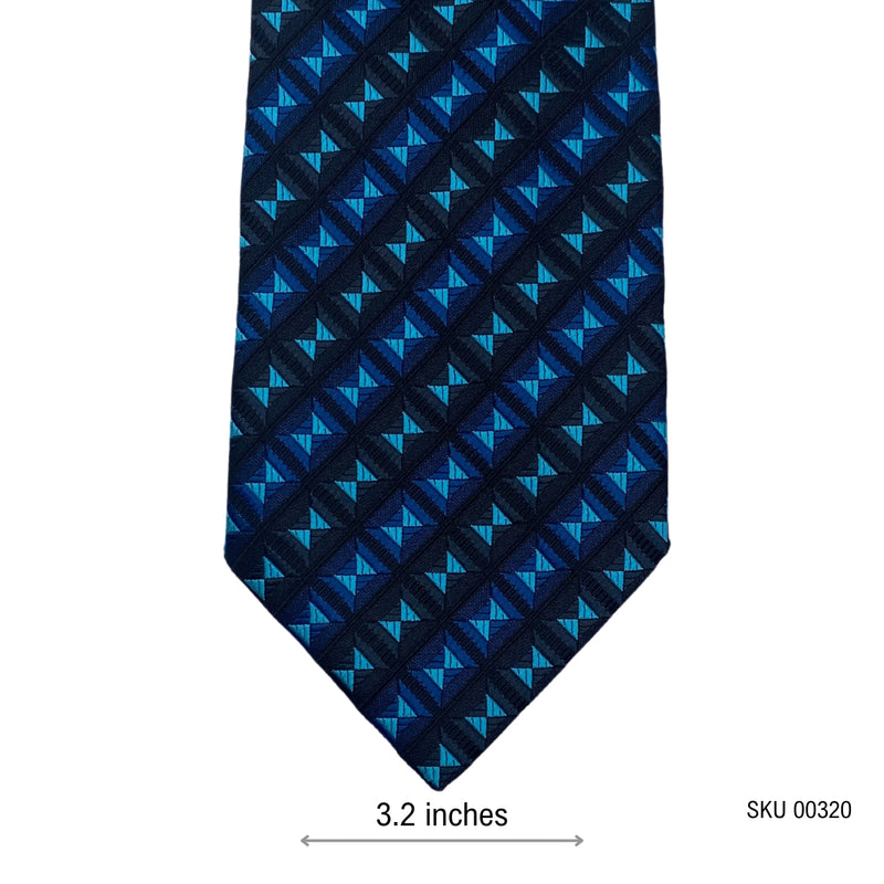 FOLKESPEARE Men's Geometric Tie – Blue & Teal Triangle Pattern