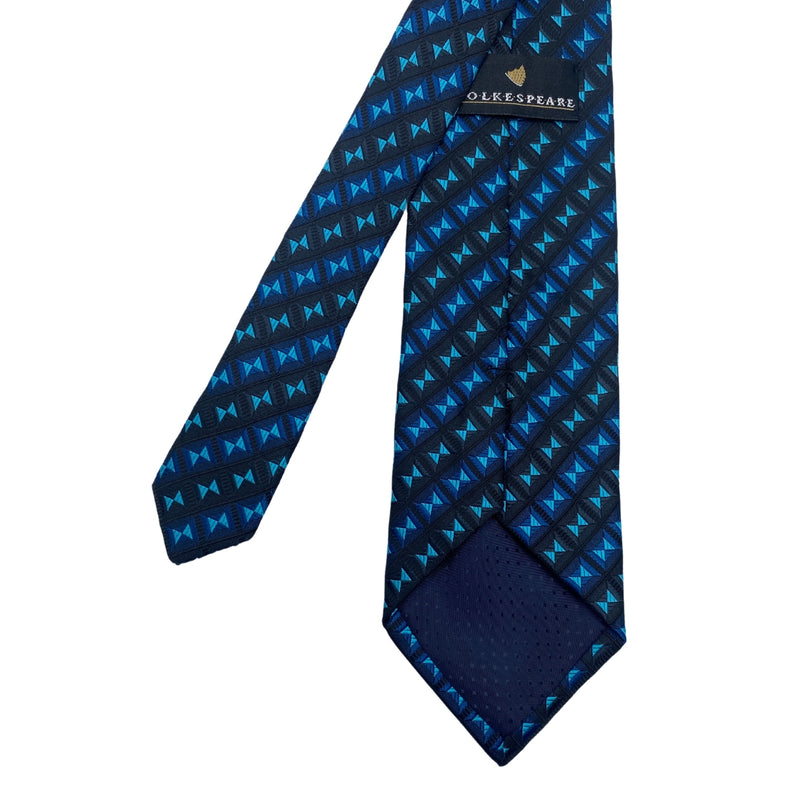 FOLKESPEARE Men's Geometric Tie – Blue & Teal Triangle Pattern