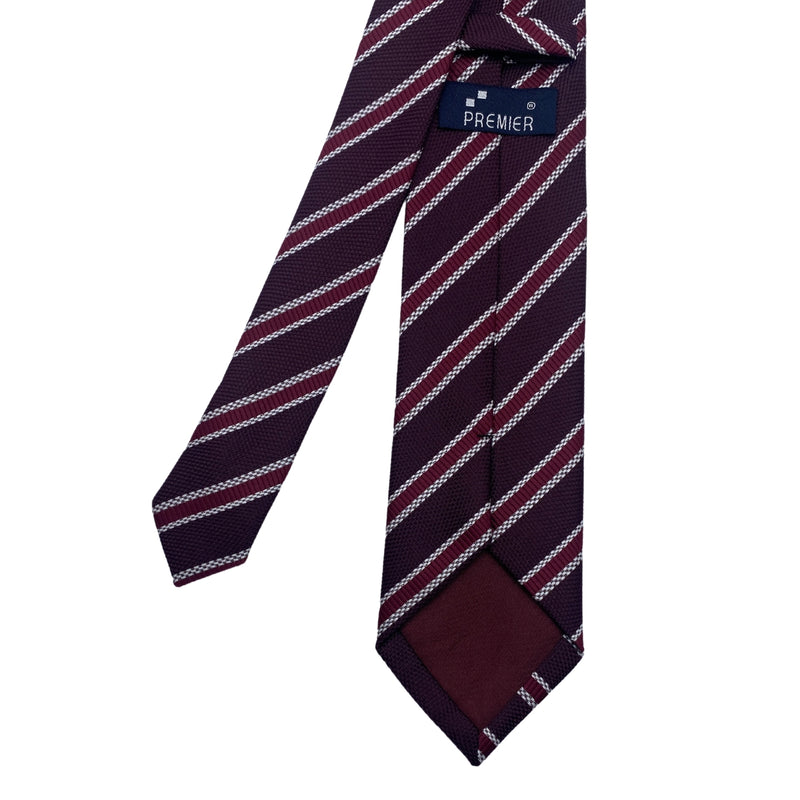 PREMIER Men's Striped Tie – Maroon and White