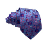 Double TWO Men's Geometric Tie – Light Blue with Purple & Red Pattern