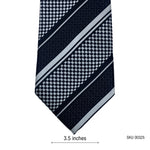 HISDERN Men's Geometric Tie – Navy, White & Gray Stripes