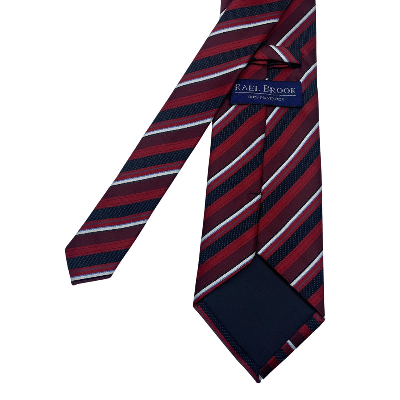 RAEL BROOK Men's Striped Tie – Red, Black & White