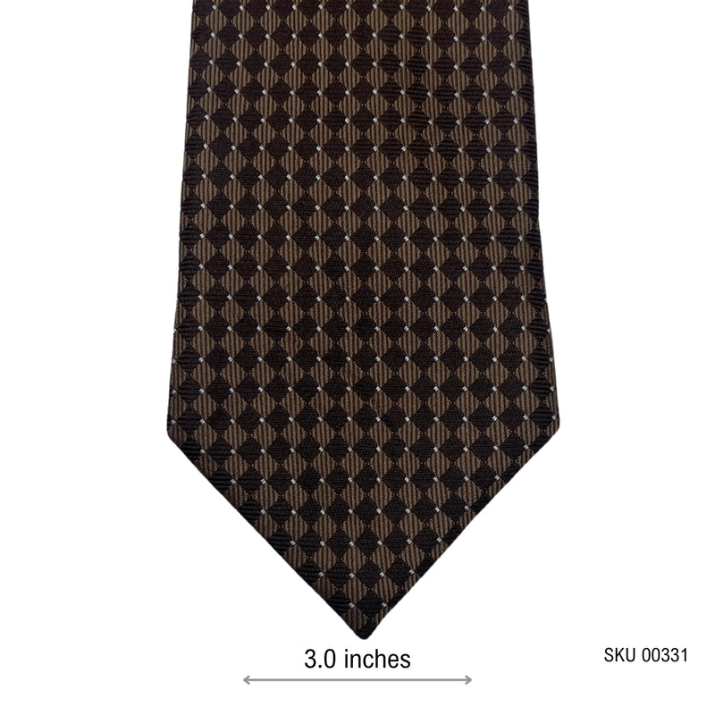 Men's Premium Silk Brown Checkered Tie