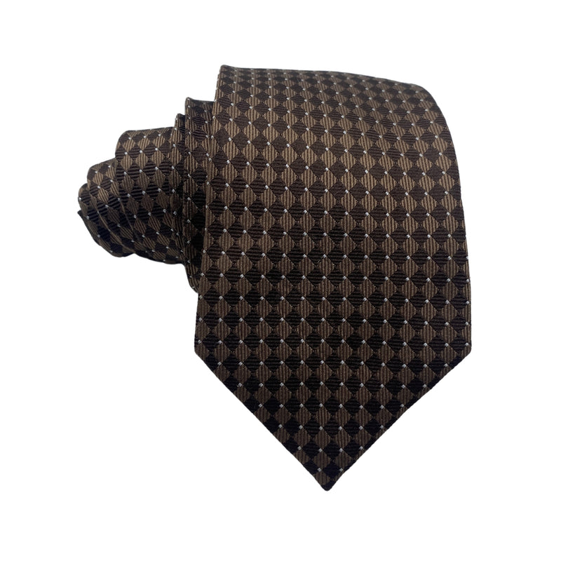 Men's Premium Silk Brown Checkered Tie