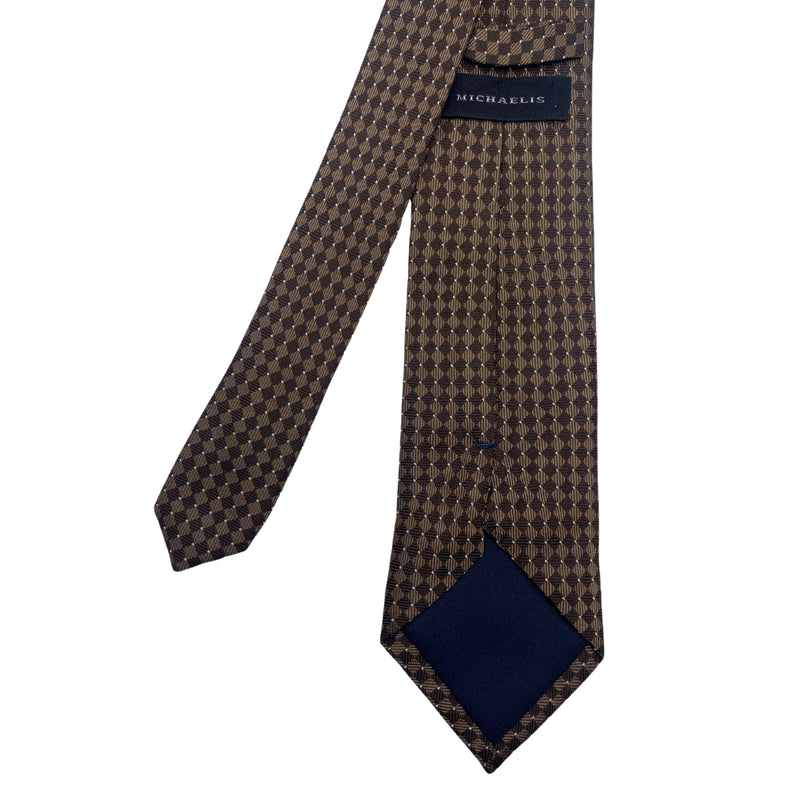 Men's Premium Silk Brown Checkered Tie