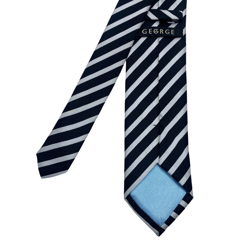 George Men's Navy & White Striped Tie