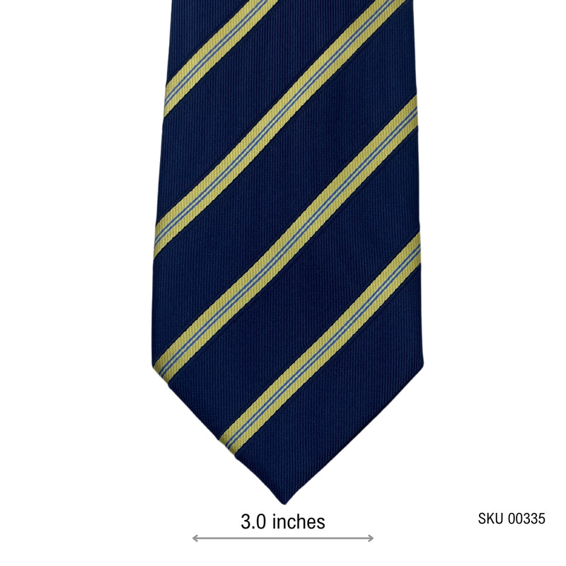 F&F Men's Navy Yellow Striped Pattern Tie