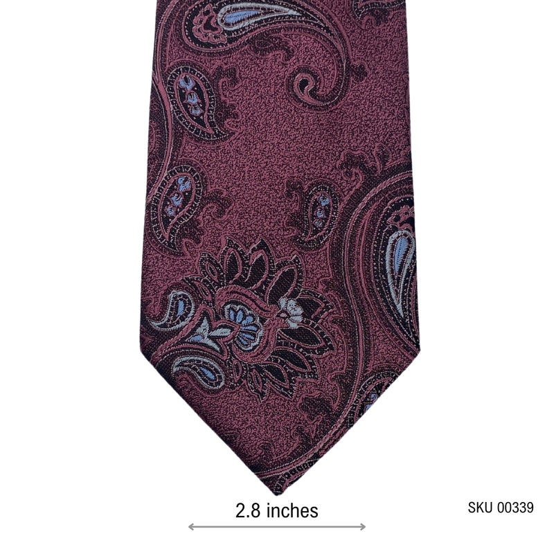 NEW YORK Men's Paisley Tie Maroon & Blue Pattern