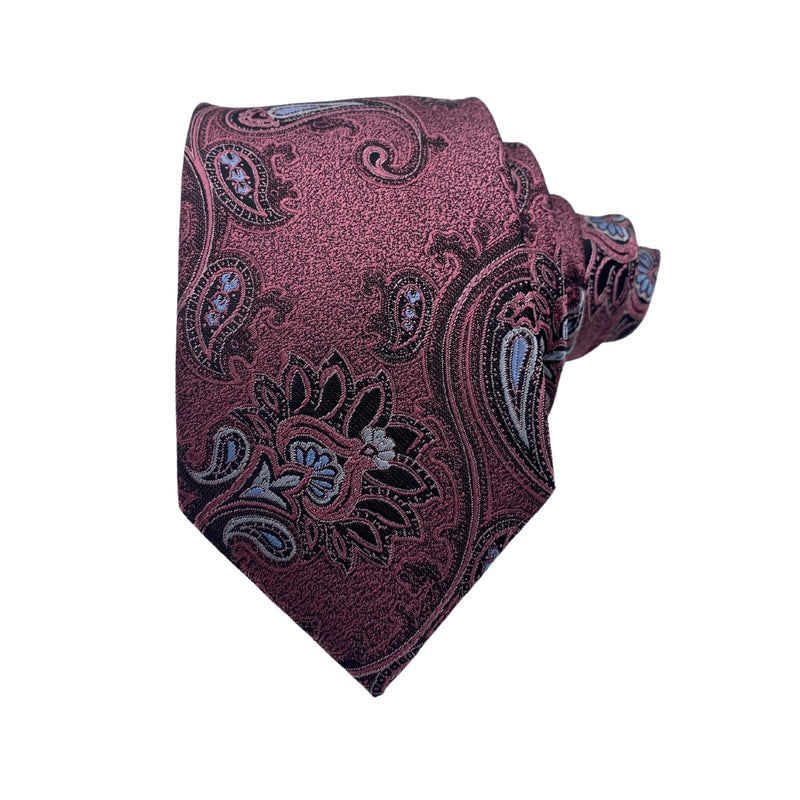 NEW YORK Men's Paisley Tie Maroon & Blue Pattern