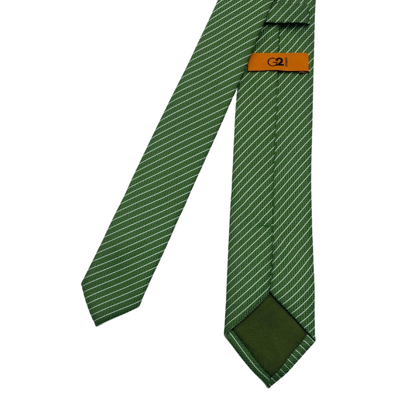 G2 Man Green Self Textured Striped Tie