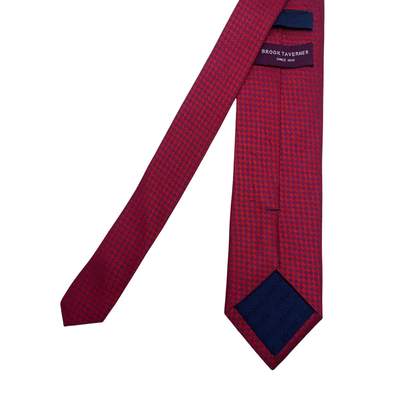 Brook Taverner Men's Red Patterned Blue Floral Design Tie