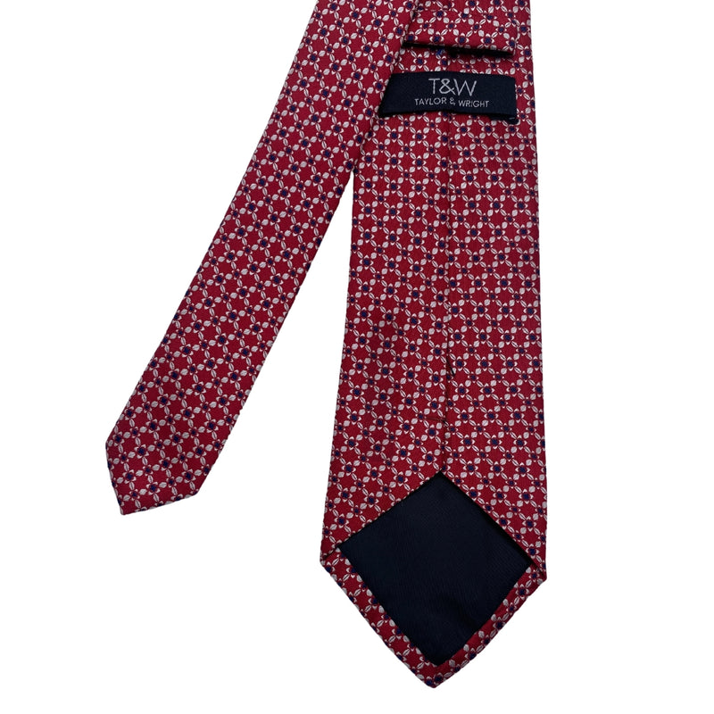 Taylor & Wright Men's White & Blue Pattern Red Geometric Tie