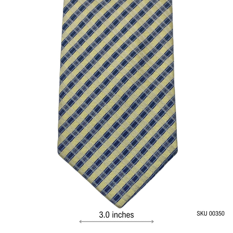 Slaters Men's Blue & Yellow Diagonal Grid Pattern Checkered Tie