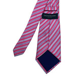 Greenwoods Pink & Blue Diagonal Pattern Striped Tie