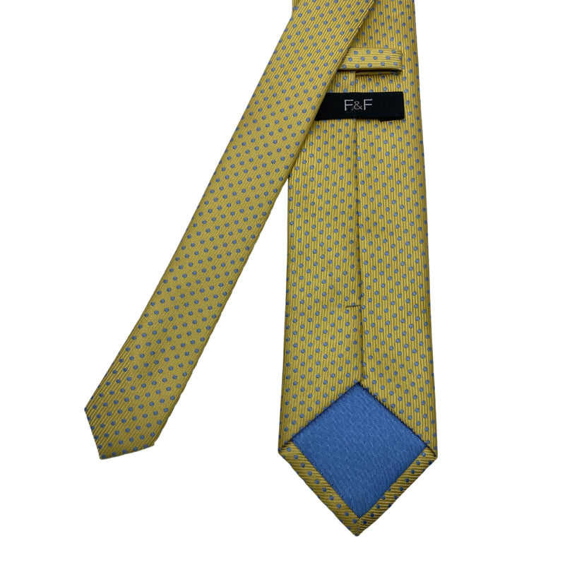 F&F Men's Yellow Geometric Tie Blue Dot Pattern