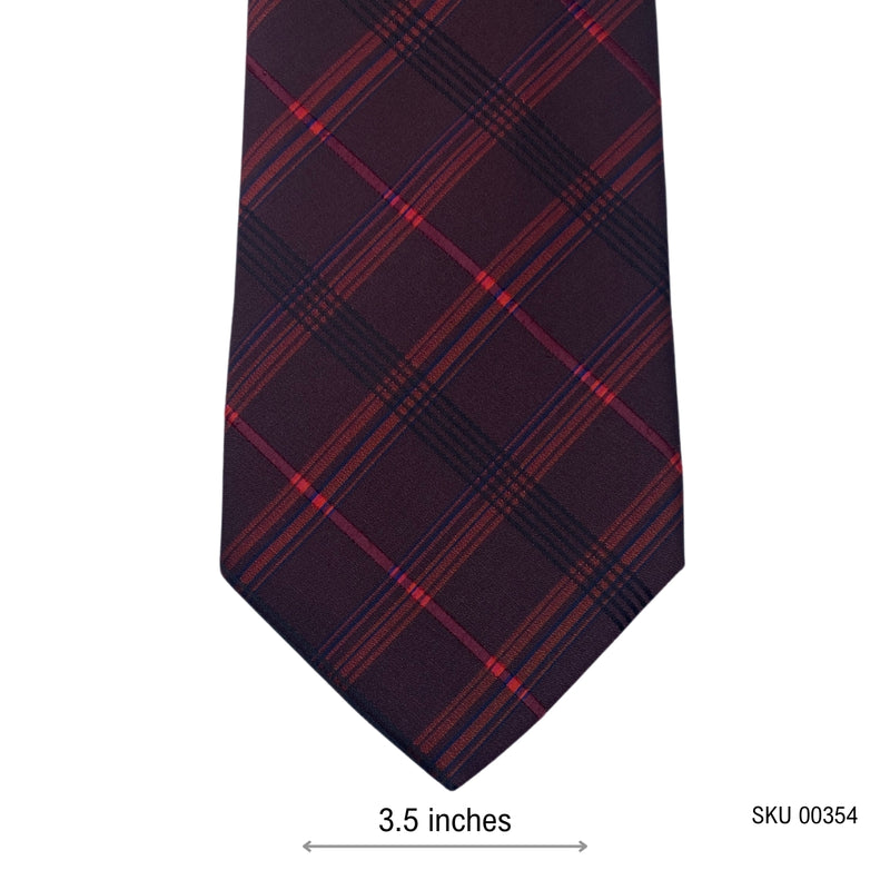 Cedarwood State Dark Red & Black Check Pattern Men's Plaid Tie