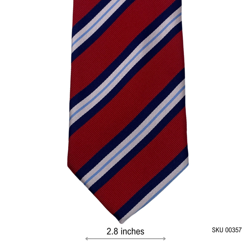 Taylor & Wright White & Blue Diagonal Pattern Men's Red Striped Tie