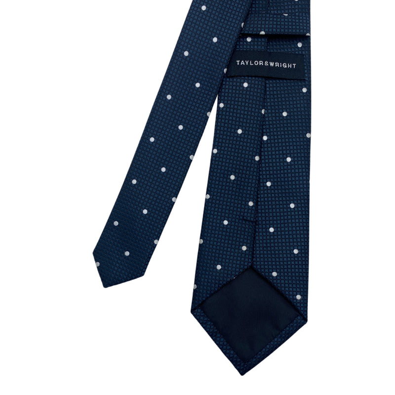 Textured Grid Weave Taylor & Wright Men's Navy Polka Dot Tie