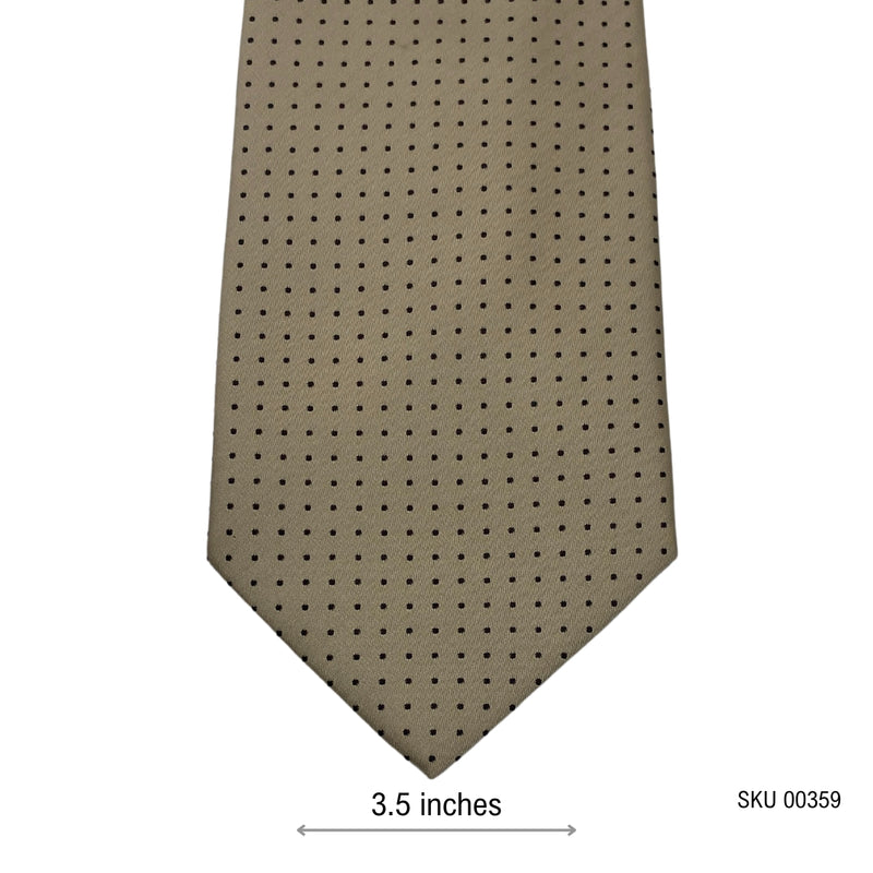 Black Grid Pattern Men's Beige Dotted Tie