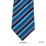 Blue & Gray Diagonal Pattern Striped Tie