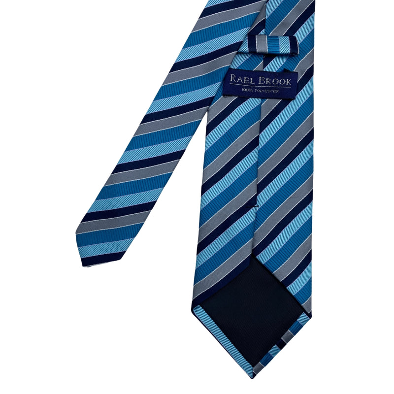 Blue & Gray Diagonal Pattern Striped Tie