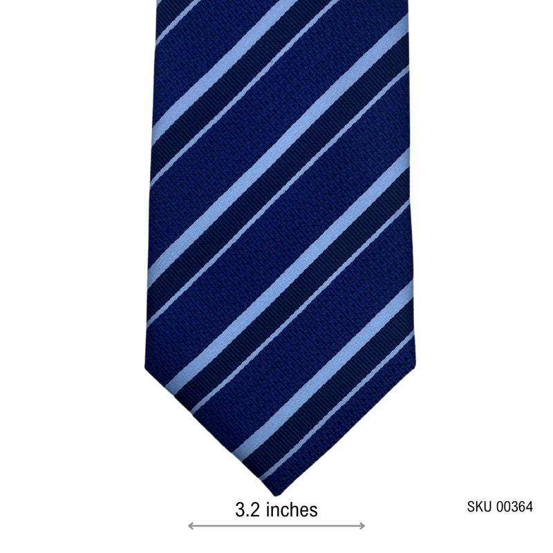 Men's Woven Diagonal Pattern Blue Striped Tie