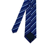 Men's Woven Diagonal Pattern Blue Striped Tie