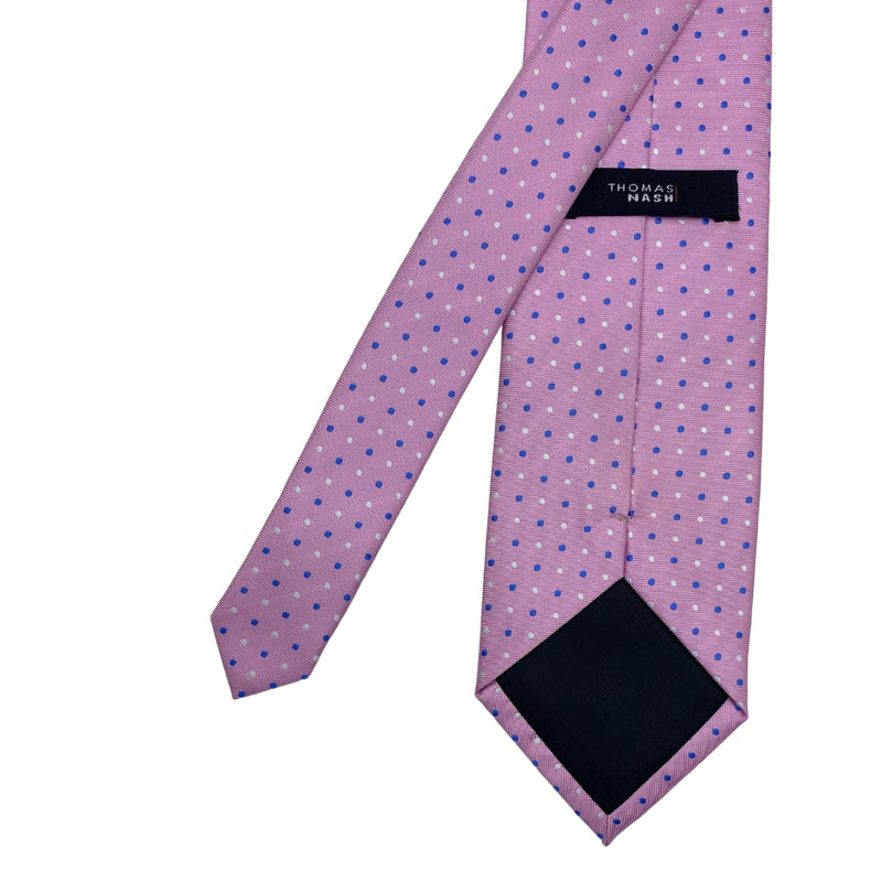 Men's Blue & White Dot Pattern Pink Polka Dot Tie