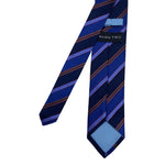Diagonal Check Pattern Blue & Red Striped Tie