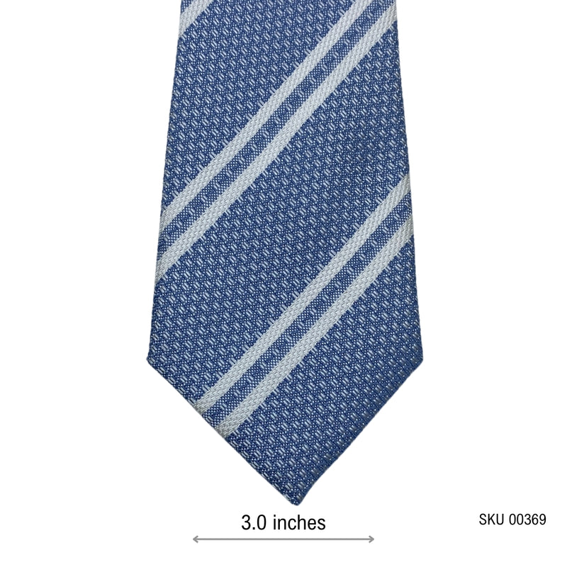 Men's Blue Textured Diagonal Pattern Striped Tie