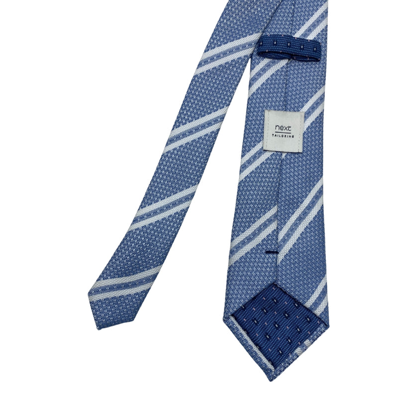 Men's Blue Textured Diagonal Pattern Striped Tie