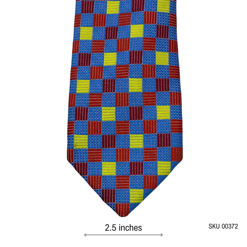 Men's Bold Grid Pattern Multicolor Checkered Tie