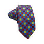 Men's Bold Grid Pattern Multicolor Checkered Tie