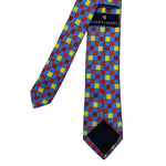 Men's Bold Grid Pattern Multicolor Checkered Tie