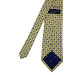 Men's Beige Yellow & Blue Grid Pattern Floral Tie