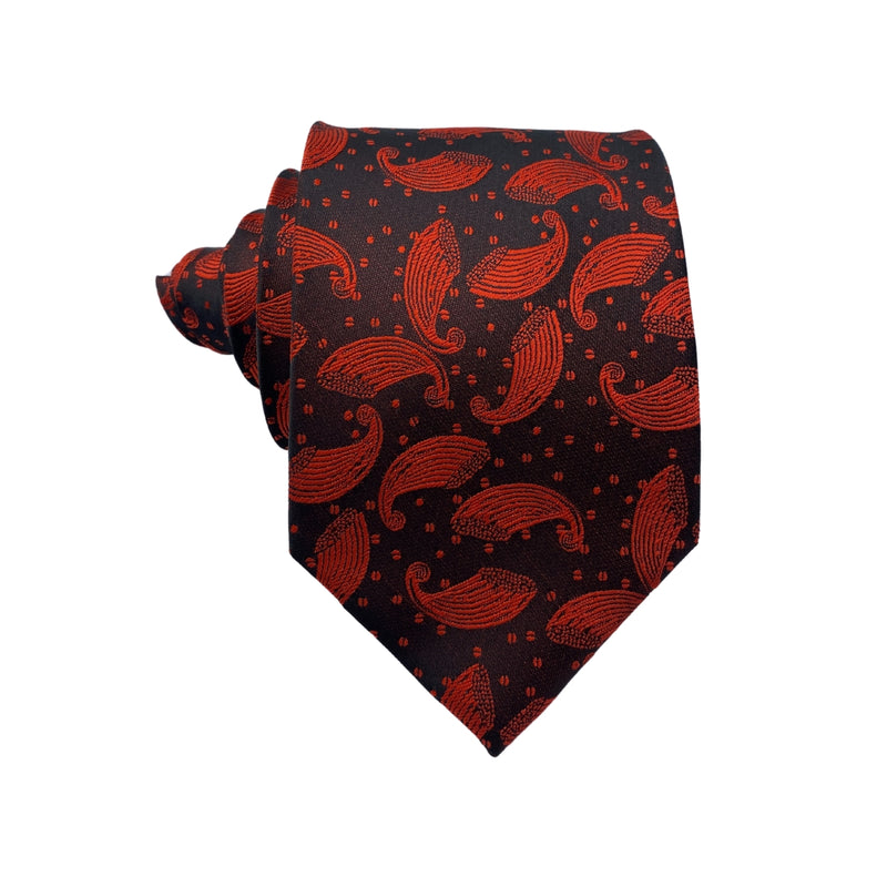 Men's Dark Paisley Red Teardrop Pattern Tie