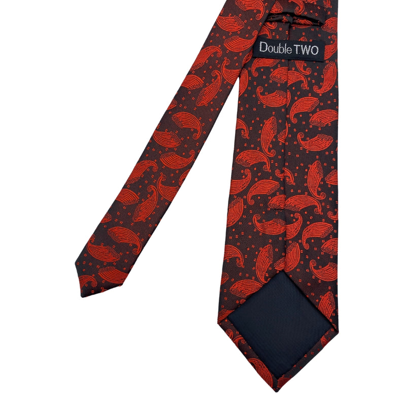 Men's Dark Paisley Red Teardrop Pattern Tie
