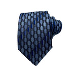 Men's Blue Geometric Diagonal Stripe & Dot Pattern Tie