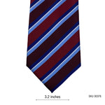 Men's Multicolor Diagonal Maroon & Blue Pattern Striped Tie