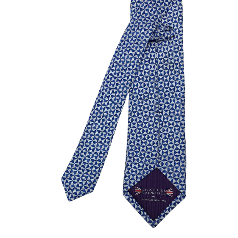 Men's Blue Triangle Pattern Geometric Tie